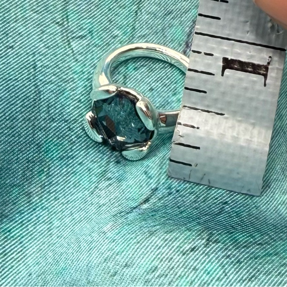 Sterling silver-plated ring with blue crystal - Picture 9 of 9